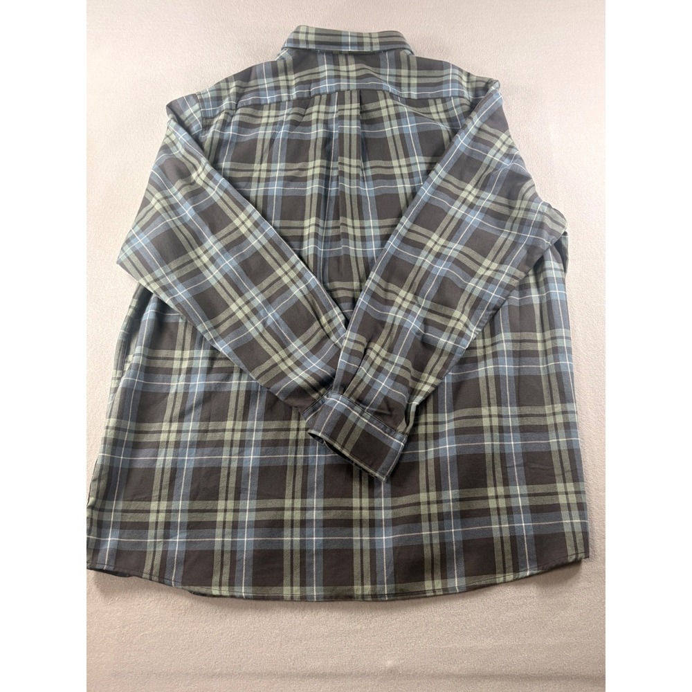 ROWM Tall Man Plaid Flannel Shirt Blue Green Grey 100% Cotton 2XT NWT - Picture 3 of 12